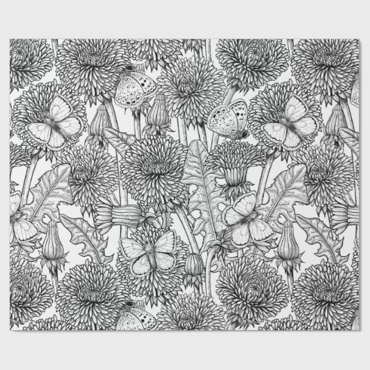 Weide aus Lüstern in Schwarz und Weiß Geschenkpapier (Flach)