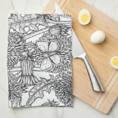 Weide aus Lüstern in Schwarz und Weiß Geschirrtuch (Viertel Falte)