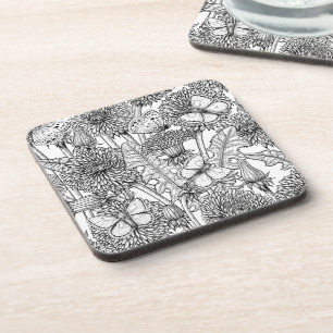 Weide aus Lüstern in Schwarz und Weiß Getränkeuntersetzer