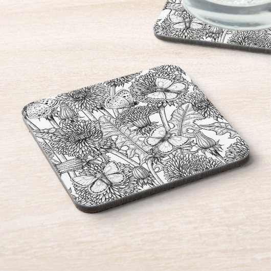 Weide aus Lüstern in Schwarz und Weiß Getränkeuntersetzer (Linke Seite)