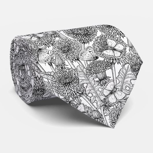 Weide aus Lüstern in Schwarz und Weiß Krawatte (Gerollt)
