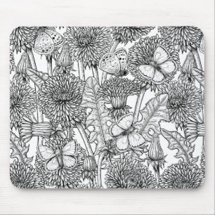 Weide aus Lüstern in Schwarz und Weiß Mousepad