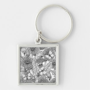Weide aus Lüstern in Schwarz und Weiß Schlüsselanhänger