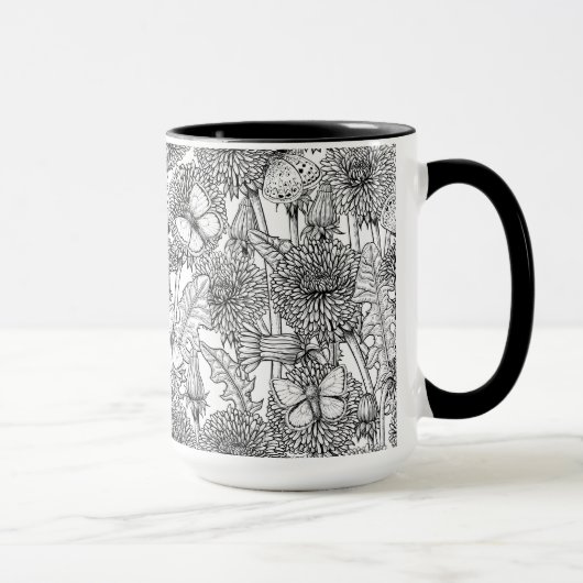 Weide aus Lüstern in Schwarz und Weiß Tasse (Rechts)