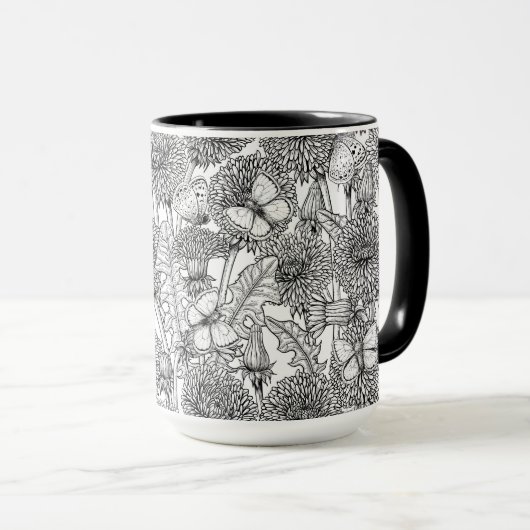 Weide aus Lüstern in Schwarz und Weiß Tasse (VorderseiteRechts)