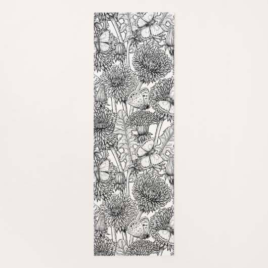 Weide aus Lüstern in Schwarz und Weiß Yogamatte (Rückseite)