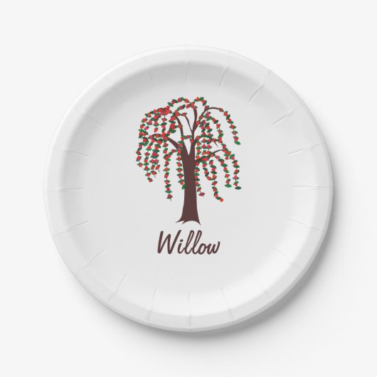 Weide-Baum mit den Herzen - kundengerecht Pappteller (Vorderseite)