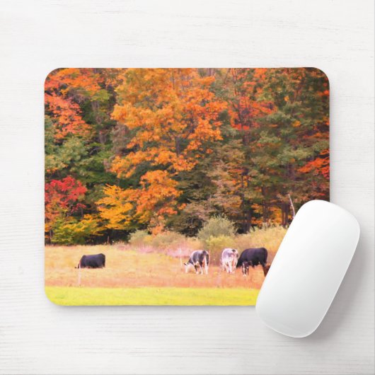 Weide im Herbst Blätter Kühe Mousepad (Mit Mouse)
