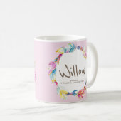 Weide Namensbedeutung Feder Perle Wasserfarbe rosa Kaffeetasse (VorderseiteRechts)