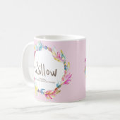 Weide Namensbedeutung Feder Perle Wasserfarbe rosa Kaffeetasse (Vorderseite Links)