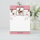 Weide-Rotwild-Baby und Mama danken Ihnen, 3,5" zu Dankeskarte (Stehend Vorderseite)