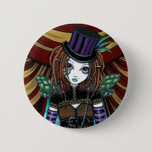 "Weide" viktorianischer Steampunk Zirkus-Fee-Knopf Button (Vorderseite)