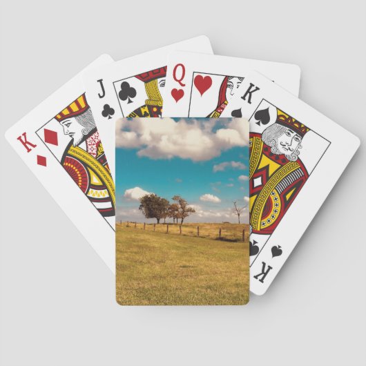 Weideland mit Zaun und Bäumen Spielkarten (Rückseite)