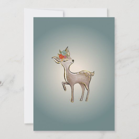 Weideland Weidewaldtiere Hirsche Einladung (Rückseite)