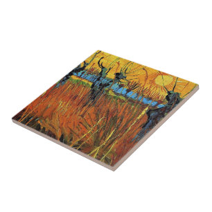 Weiden bei Sonnenuntergang, Vincent van Gogh Fliese