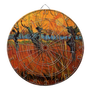 Weiden bei Sonnenuntergang von Vincent van Gogh Dartscheibe