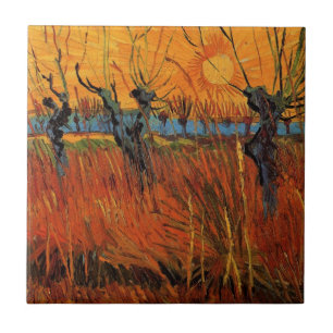 Weiden bei Sonnenuntergang von Vincent van Gogh Fliese