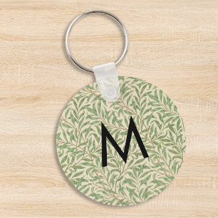 Weiden Botanische Blätter William Morris Monogramm Schlüsselanhänger