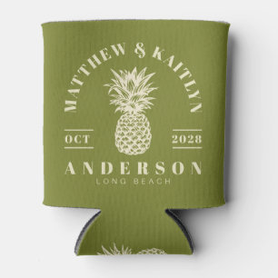 Weiden Grün Tropische Ananas Hochzeitskamm Dosenkühler