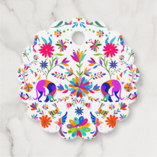 Weiden, Kaninchen und Vögel Otomi-Muster Geschenkanhänger