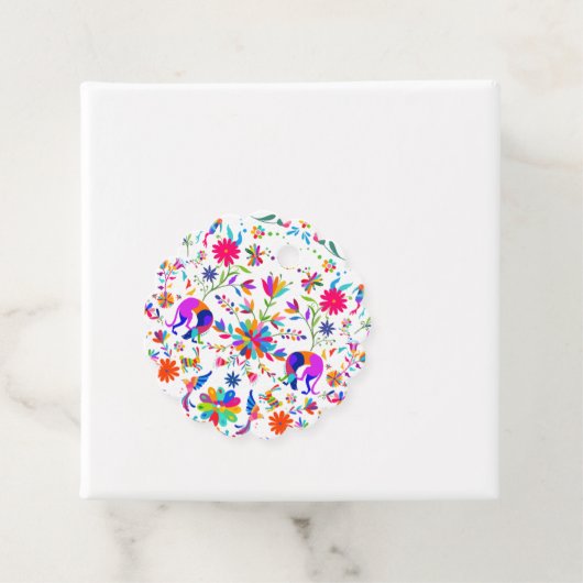 Weiden, Kaninchen und Vögel Otomi-Muster Geschenkanhänger (Beispiel)