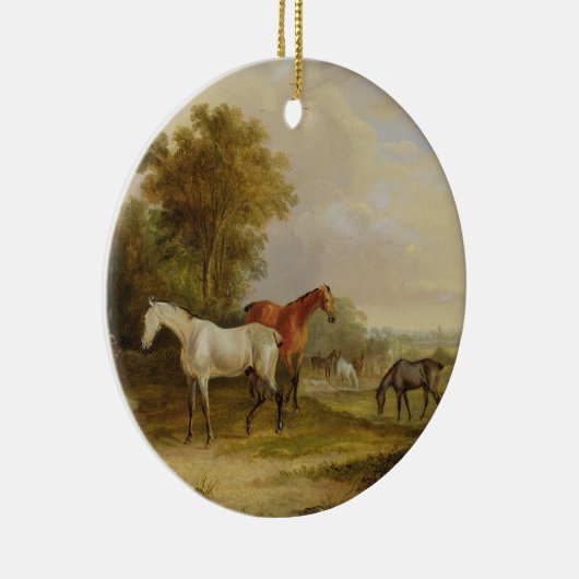 Weiden lassende Pferde: Ein grauer Stallion, der Keramik Ornament (Rechts)