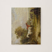 Weiden lassende Pferde: Ein grauer Stallion, der Puzzle (Vertikal)