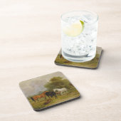 Weiden lassende Pferde: Stuten und Fohlen auf Getränkeuntersetzer (Rechte Seite)