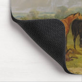 Weiden lassende Pferde: Stuten und Fohlen auf Mousepad (Ecke)