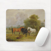 Weiden lassende Pferde: Stuten und Fohlen auf Mousepad (Mit Mouse)