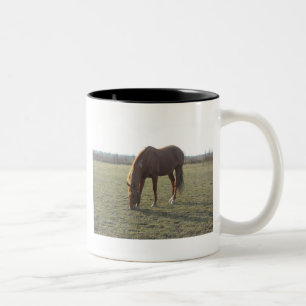 Weiden von Nutzpferden Zweifarbige Tasse