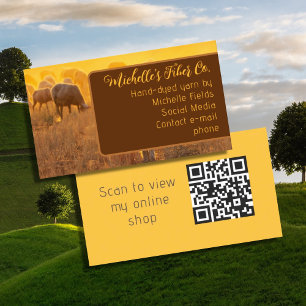 Weidende Schafe QR-Code Strick-Geschäftskarten Visitenkarte
