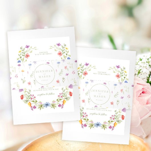 Weidenfarbene blumenreiche Bauchband Einladungsbanderole