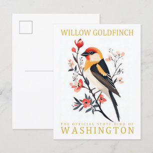 Weidengoldfink Vogel von Washington Reise Postkarte