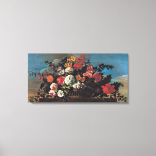 Weidenkorb der Blumen Leinwanddruck
