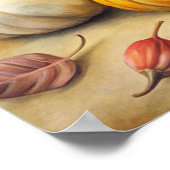 Weidenkorb mit Kürbissen Herbst Poster (Ecke)