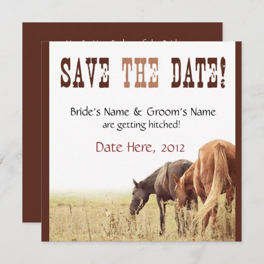 Weidepferde - Einladung zur Hochzeit (Vorne/Hinten)