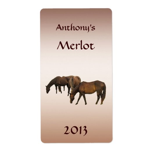 Weidepferde Tierweinetikett (Vorne)