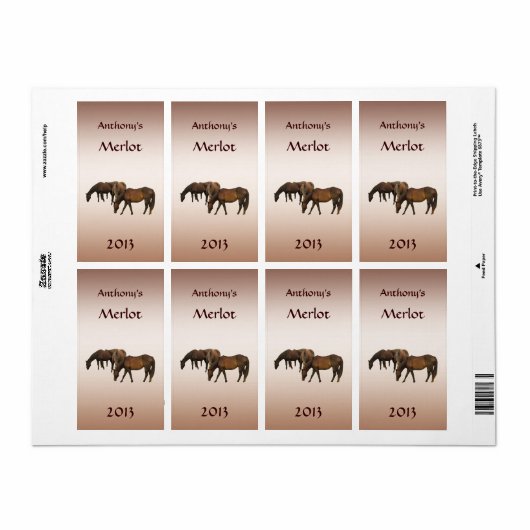 Weidepferde Tierweinetikett (Vorne)