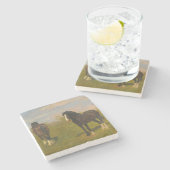 Weidepferde (von Rosa Bonheur) Steinuntersetzer (Seitenansicht)