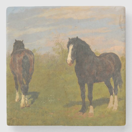 Weidepferde (von Rosa Bonheur) Steinuntersetzer (Vorderseite)