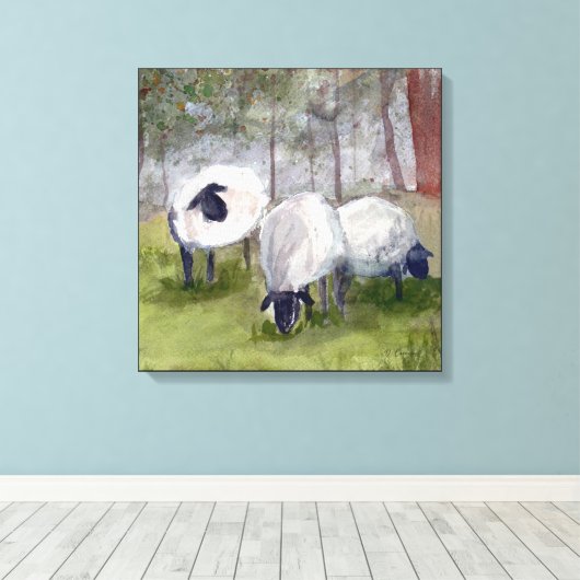 Weideschaf Leinwanddruck (Insitu (Holzboden))