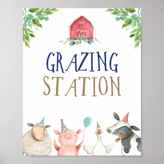 Weidestation Landtiere Barnyard Boy Birthday Poster (Vorne)