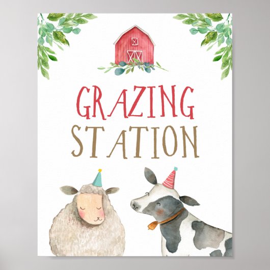 Weidestation Landtiere Barnyard Boy Birthday Poster (Vorne)