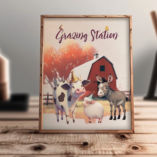 Weidestation Landtiere Geburtstagsparty Poster