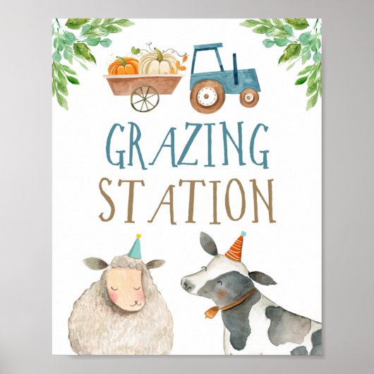 Weidestation Landtiere Pumpkin Boy Geburtstag Poster (Vorne)