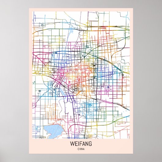 Weifang-China-Stadtkarte Poster (Vorne)