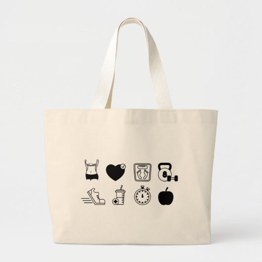 Weight Loss, Workout, Icons Jumbo Stoffbeutel (Vorne)