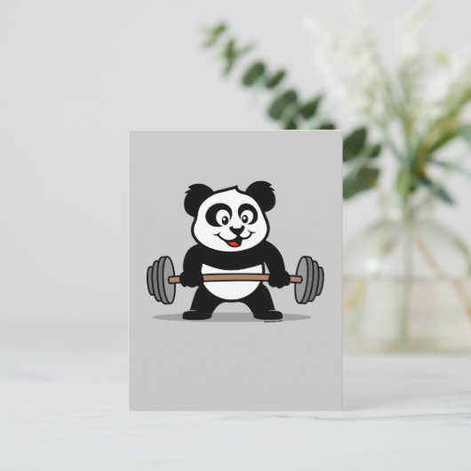 Weightheben Panda Postkarte (Stehend Vorderseite)
