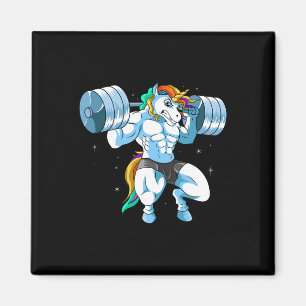 Weightlifing Barbell - Funny Unicorn Weightlifter Magnet